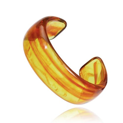 Firstmeet Wide Bold Open Cuff Acrylic Bangle - Oversized Statement Bracelet for Edgy Style - color: Amber