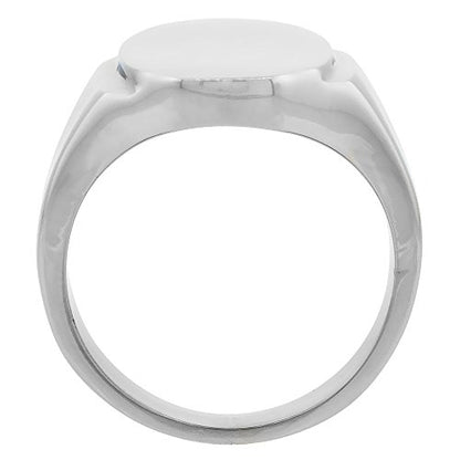 Sabrina Silver Surgical Stainless Steel Oval Signet Ring Solid Back Flawless Finish 5/8 inch sizes 5 to 10