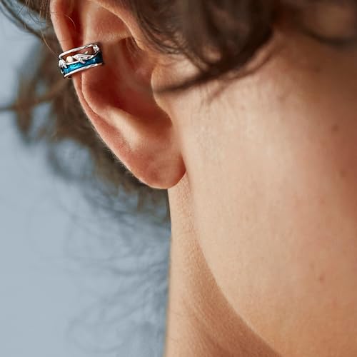 CHIC & ARTSY 925 Sterling Silver Ear Cuff Earrings Hypoallergenic Whales, Turtle No Piercing Ear Cuffs Earrings Adjustable Clip-on Earrings for Women - style: # Earcuff 5