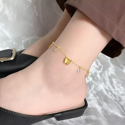 MODRSA Toe Rings for Women Toe Rings and Anklets for Women Toe Ring Adjustable Toe Rings Silver Rose Gold - color: F5-Anklet - butterfly gold