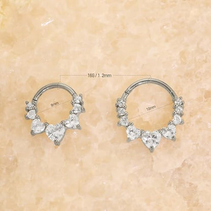 Cartilage Daith Earrings For Women Small 14K Gold Plated Hoop Hypoallergenic Helix Piercing Huggie Surgical Steel Diamond Implant Cubic Zirconia Prom Gift Jewelry - color: Style1-Silver, size: 16g-8mm