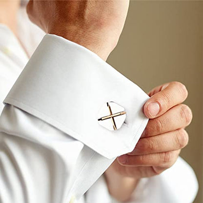 Cufflinks and studs for Men-Fashion Mens X-shaped and Square Cufflinks and Tuxedo Shirt studs set for Regular Weeding Business Accessories