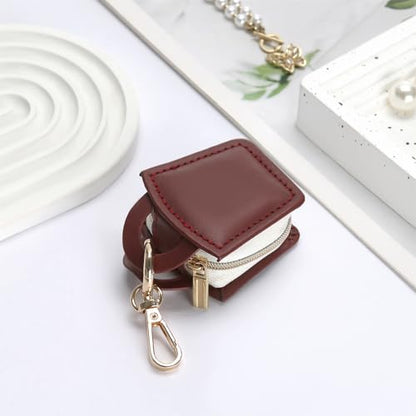 KUKUVR Travel Jewelry Ring Holder Box with Keychain (Red) | Small Ring Earring Stud Necklace Storage Case, for Gym Sports - color: Red