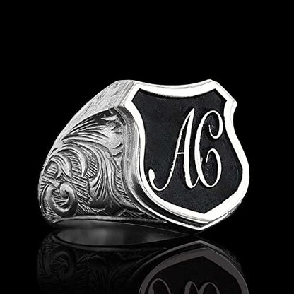 Engraved Initial Signet Ring, Monogram Letter Ring, Handmade Letter Ring, Personalized Gift for Him, Customized Name Ring, Initial Ring