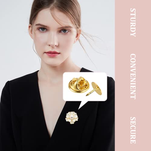 JANYUN 120 Pairs Butterfly Clutch Tie Tacks Safety Keepers Pin Back | Gold,Metal Holder Clasp Lock Backings,Replacement with 8mm Length 10mm Width Blank Pin for Brooch Lapel Enamel Craft Making - color: Gold, size: 10mm