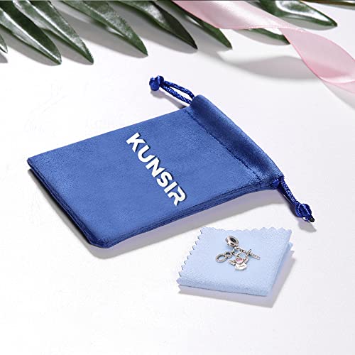 KUNSIR Charms Beads fits Pandora Charm bracelets for Woman 925 Sterling Silver Dangle Pendant Bead Jewelry Beads Gifts Happy Birthday Charms for Women Bracelet&Necklace - style: Angel Lucky Symbol Three Piece Set Charm
