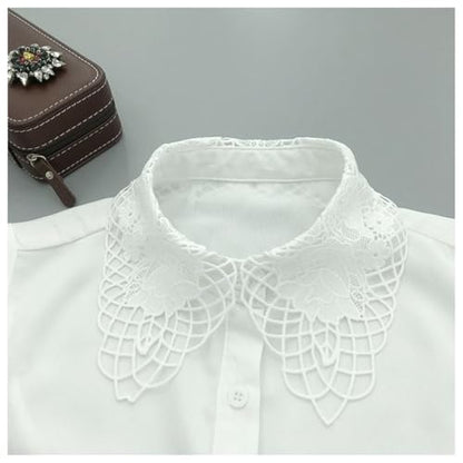Verdusa Women's Fake Collar Detachable Dickey Collar Half Shirts Blouse - color: White Floral