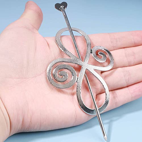 Vintage Celtic Knot Hair Slide long Hair Stick Slide Pin Barrette Celtic Infinity Hair Barrette Silver Metal Bun Holder Clip Barrette Hair Accessories for Women (Silver)