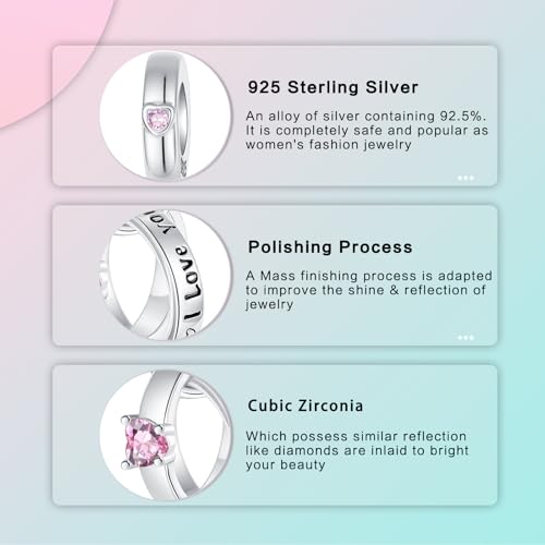 LUXILLA Charms for Bracelets & Necklace 925 Sterling Silver Charms Elephant Happy Birthday Charm Fit for Valentine's Day Mother's Day Jewelry Gift for Women - color: Engagement Ring Charm