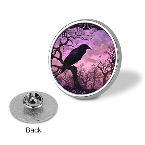 Gothic Raven Flowers Badge Pin Round Badge Metal Button Badges Brooch Lapel Pin for Men Women 1 Inch - color: style-6