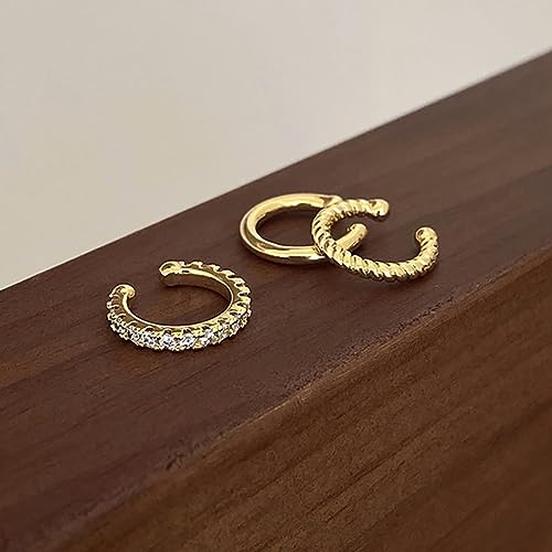 3PCS Ear Cuffs Non Piercing Gold/Silver Jewelry Cuff Earrings Set for Women Teens Gifts Trendy Stuff - color: Gold