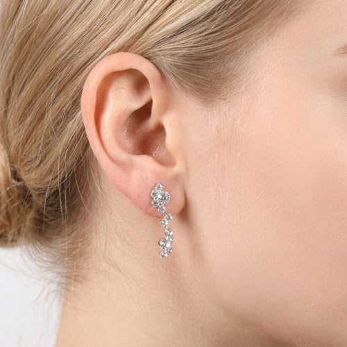 Crystal Wedding Jewelry Set for Brides Silver Necklace Earrings and Bracelet Set Elegant Women Wedding Jewelry Sets for Weddings, Bridesmaids, Prom, Party and Special Occasions