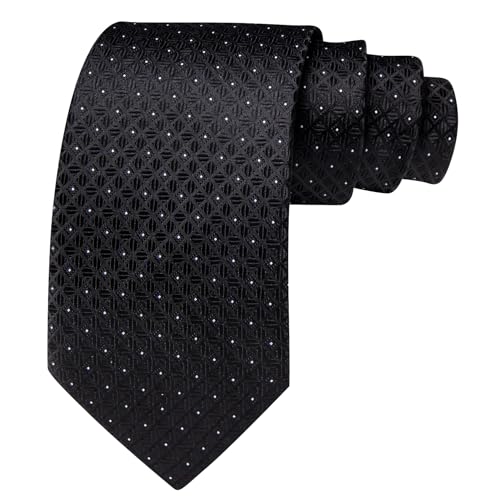 YOHOWA Men Plaid/Striped Ties Clip Set Silk Necktie Pocket Square Cufflinks | Woven Classic,Formal/Casual Mens Tie,Pocket Square Cufflinks Set,Luxury,Business,Wedding,Party,Prom,Graduation - color: Black