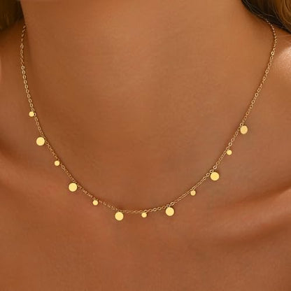 Dainty Gold Waterproof Choker Necklaces for Women Daily Wearing - color: Small Disc-GD