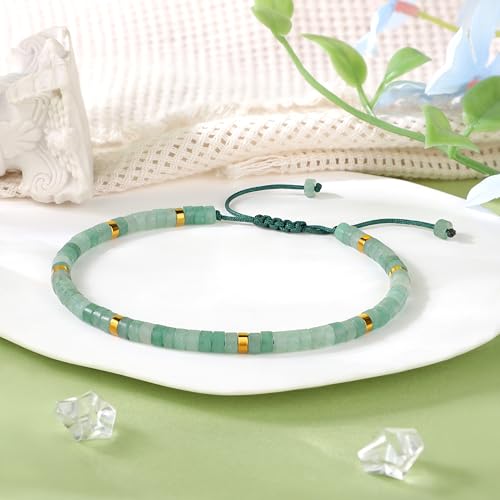 JoycuFF Gifts for Women Inspirational Gifts for Teen Healing Natural Stone Bracelets for Women Friends Sister - style: Life is tough-Green Aventurine