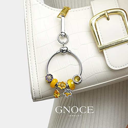 GNOCE Stainless Steel Snake Chain Charm Bracelet W/Safety Gift for Women - color: Round