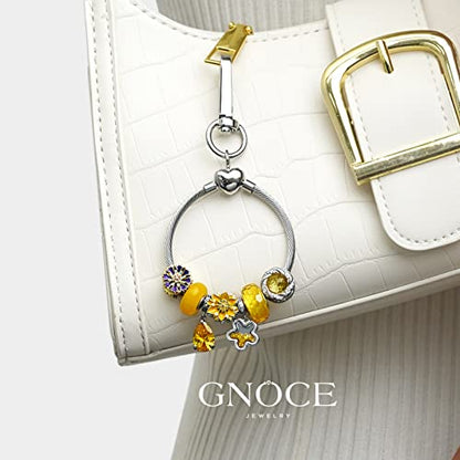 GNOCE Stainless Steel Snake Chain Charm Bracelet W/Safety Gift for Women - color: Round