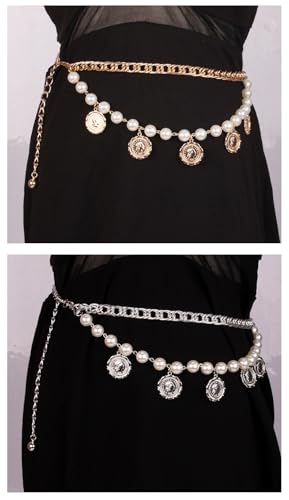 Pirate Waist Chain for Women Multilayer Metal Waist Chain Belt Adjustable Long Belt Body Belly Chain Boho Layered Coin Waist Chain Pirate Costume Women Men Jewellery - style: Style-E
