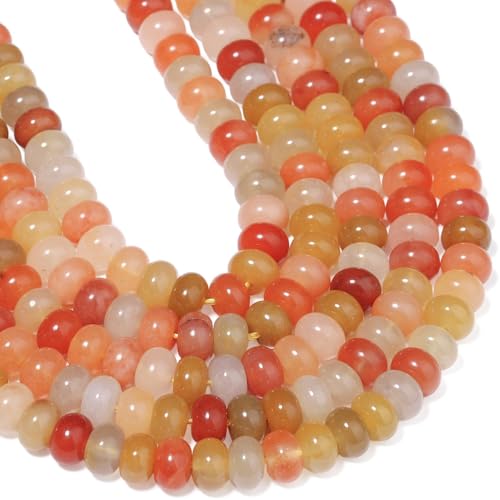 Songxi 5x8mm Natural Golden Silk Jade Beads, 75PCS Spacer Round Loose Abacus Beads for Jewelry Making, Gemstone for Bracelet Necklace Earrings, Arts and Crafts - color: Golden Silk Jade