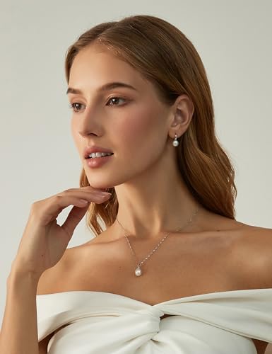 EAMTI Pearl Earrings for Women 925 Sterling Silver Freshwater Cultured Pearl Dangle Drop Earrings Hook Earrings Hypoallergenic - color: Mabe Pearl-Silver