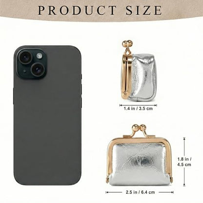 Zivyes Mini Jewelry Box Travel Small Coin Purse Organizer Case Genuine Leather Tiny Size (silver) - color: silver