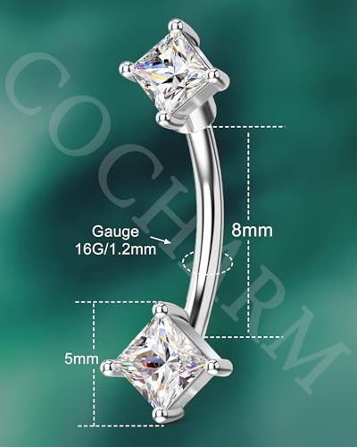 COCHARM Minimalist Rook Earrings 16G Rook Piercing Jewelry Stainless Steel Eyebrow Rings for Women Men Dainty Lobe Earrings 6/8MM - color: WG-8MM