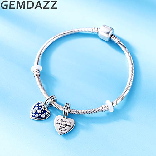 GEMDAZZ 925 Sterling Silver Valentines Day Charms Heart Charms, I Love You to The Moon and Back Pendant, Cupid Arrow and 4 Leaf Clover Beads fit European Bracelets, Gift for Lover/Wife/Girls - color: I Love You to Moon and Back Heart Charms