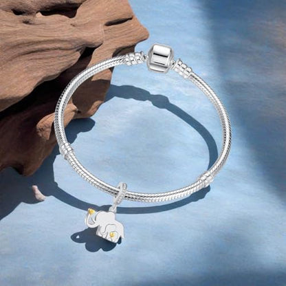 Mother Daughter Elephant Dangle Charm for Euroepan Bracelet Women Gift | cute wildlife ainmal charm,gold heart,family pendant,motherly love,push present,comptaible with Pandora bracelet necklace - style: Good luck Elephant