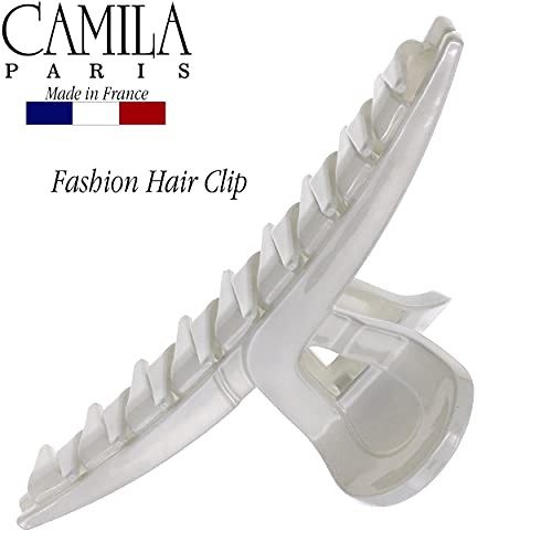 Camila Paris CP3227 French Hair Clip for Women, Narrow, Strong Hold Grip Double Teeth Girls Hair Claw Clips Jaw, Fashion Durable Styling Hair Accessories for Women, Made in France - color: Gray 4"