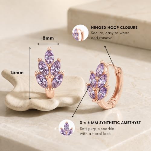 Gempires Huggie Hoop Earrings for Women | Cubic Zirconia Fashion Earrings Collection | Gold, Silver & Rose Gold Tone Styles | Lightweight Everyday Jewelry - color: Floral Crystal Drop