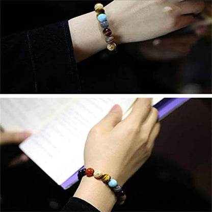 ONLYJUMP Planet Bracelet Solar System Universe Galaxy Bracelet Handmade Natural Stone Bead Bracelet String Adjustable Astronomy Gifts Bangle for Women Men - color: Night Sky Planet