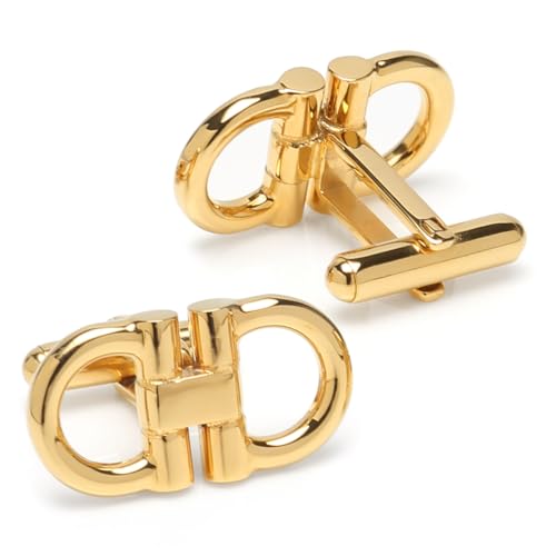LeCalla 925 Sterling Silver Men's Cufflink | Silver Cufflinks For Men Jewelry | 14K Gold-Plated Cufflinks Business Wedding Shirt Accessories Gift for Son, Father, Husband - style: 14K Horse Bit