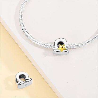 925 Sterling Silver 12 Astrological Signs Charm for Bracelets and Necklace Happy Birthday Charms for Bracelet and Necklace Valentine's Day Mother's Day Gift - style: Libra Charm