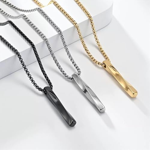 FANASY Natural Gemstone Pendant Necklace for Men Healing Crystal Pendant Adjustable Black Rope Necklace Jewelry Gifts for Women Men - color: Steel-Black