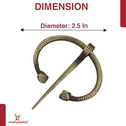 Armory Replicas™ Hand Forged Solid Brass Medieval Cloak Brooch – Viking, Celtic & Fibula Garment Pin Collection - style: Cloak Brooch