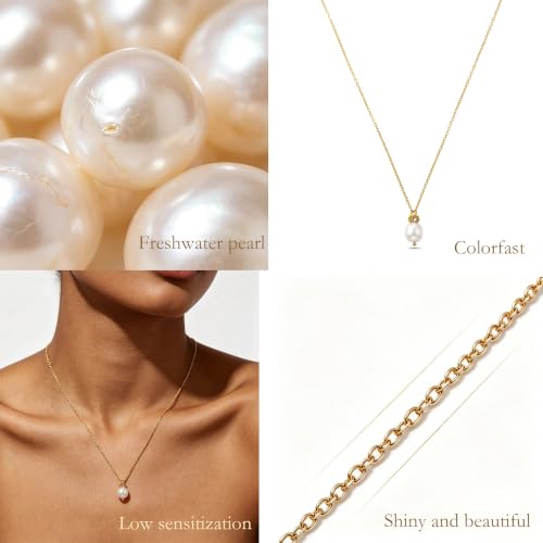 Freshwater Pearl Necklace for Women - 18K Gold Plated Dainty Pearl Pendant Choker, Hypoallergenic Non Tarnish Stainless Steel Chain, Gold Pearl Necklaces Gift for Her - color: Style 2