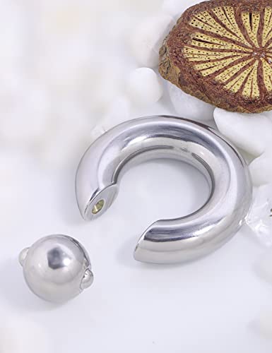 12G 10G 8G 6G 4G 2G 0G 00G Large Septum Rings Gauges Earrings Hoops 316L Surgical Steel Spring Action Captive Bead PA Ring CBR Septum Nose Rings Piercing Jewelry for Women Men - color: Silver, size: 10G=2.5mm Inner Dia: 5/8" (16mm)
