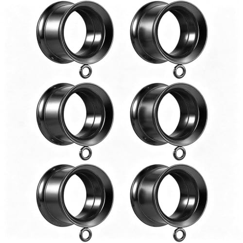 LADEMAYH 3 Pairs DIY Tunnels Plugs Gauges for Ears Piercing Jewelry, Women Mens Stainless Steel Ear Dangle Gauges Accessories - color: #6009 Black, size: 0g(8mm)