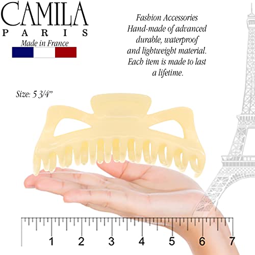 Camila Paris CP3503 French Large Hair Clips for Women Thick Hair for Long Curly Wavy Hair, Girls Hair Claw Clip, Durable Styling Big Claw Clip for Thick Hair, Strong Hold No Slip Grip, Made in France - color: Cream 6"