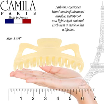 Camila Paris CP3503 French Large Hair Clips for Women Thick Hair for Long Curly Wavy Hair, Girls Hair Claw Clip, Durable Styling Big Claw Clip for Thick Hair, Strong Hold No Slip Grip, Made in France - color: Cream 6"