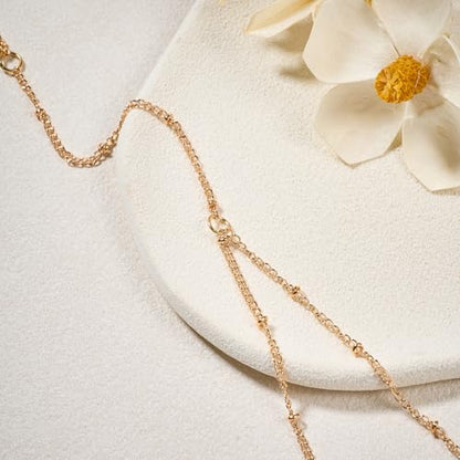 AceFun 1PC Gold Hand Chain Bracelet for Women Rhinestones Crown Pearls Beads Finger Ring Bracelets Trendy Dainty Simple Waterproof Bracelet Fashion Body Jewelry for Ladies - color: Beads