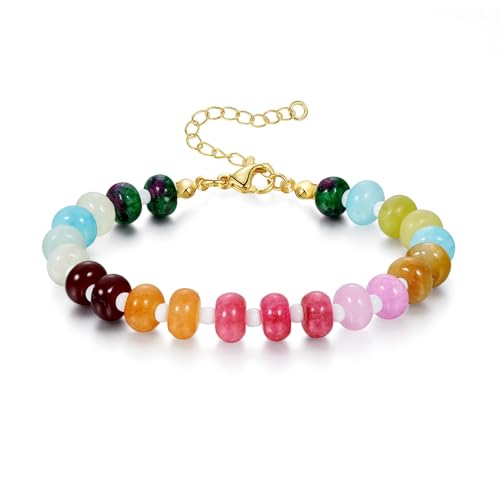 KissYan Beaded Bracelets for Women, Natural Gemstone Boho Bracelet | Colorful Handmade Stone Bead Bracelet for Summer Beach Wear, Dopamine Jewelry Gifts - style: 01-Radiance