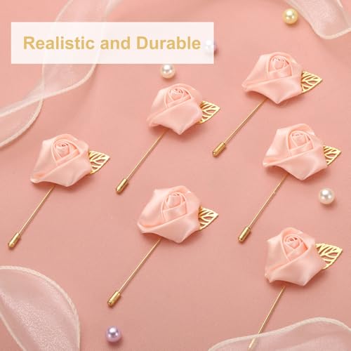 uxcell 24pcs Champagne Pink Rose Boutonnieres Flower Pins for Wedding | Buttonholes Pocket Boutonnieres for Wedding Ceremony Anniversary Prom Formal Dinner Party - color: Champagne Pink