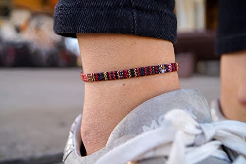 Made by Nami Surfer Anklet for Men and Women Waterproof and Adjustable Surfer Ankle Bracelet String Ankle Bracelet Beach Accessory for Ethnic Hippie Style - color: Brown