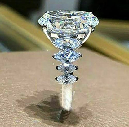 Cuteshop Elegant Huge Zircon Wedding Ring 18k Platinum Plated Shiny Cubic Zirconia Crystal Diamond Wedding Jewelry for Women (6) - size: 6