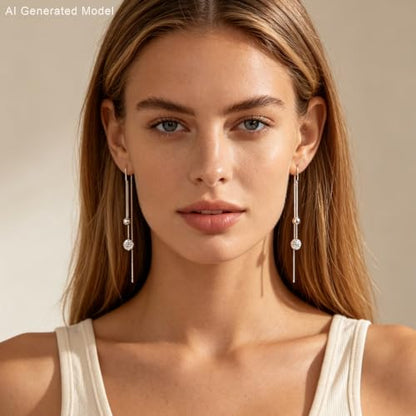 Silver Dangle Earrings Women Dangling Drop Bridesmaid Wedding Prom Jewelry - color: Silver disc drop