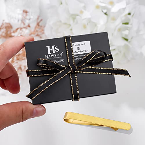HAWSON Skinny Tie Clip Bar Set, 2 Inch Tie Clip for Men - Wedding, Meeting, Party Gift Set - color: B-4 pcs Brushed Gold