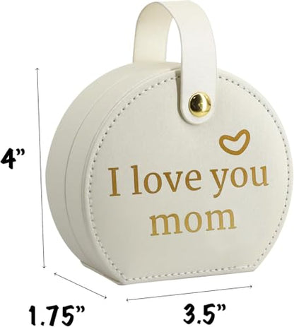 COLLECTIVE HOME - Travel Jewelry Case, Elegant Half-Moon Design with Heartfelt Message, Detachable Handle, Personalized Mother's Day Gift, Cherishing Special Moments (I love you mom) - color: I love you mom
