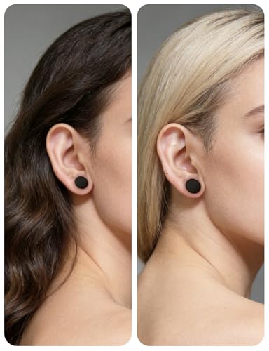 14G 12G 10G 8G 6G 4G 2G 0G 00G Ears Gauges Tunnels Plugs for Women Acrylic Flat Top Plugs with O-rings Ear Gauge Stretching Kit Expander Stretcher Plug Earrings for Piercing Jewelry - color: 14g to 00g, black