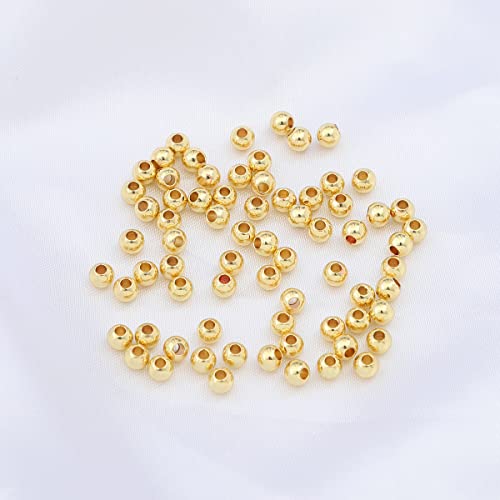 14K Gold Plated Round Spacer Beads 4mm 100pcs for Jewelry Making Findings Non Tarnish - color: 14K Gold, size: 4mm
